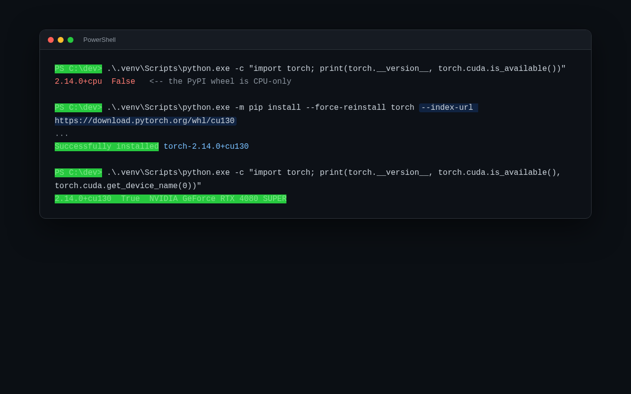 CPU-only wheel versus the CUDA build